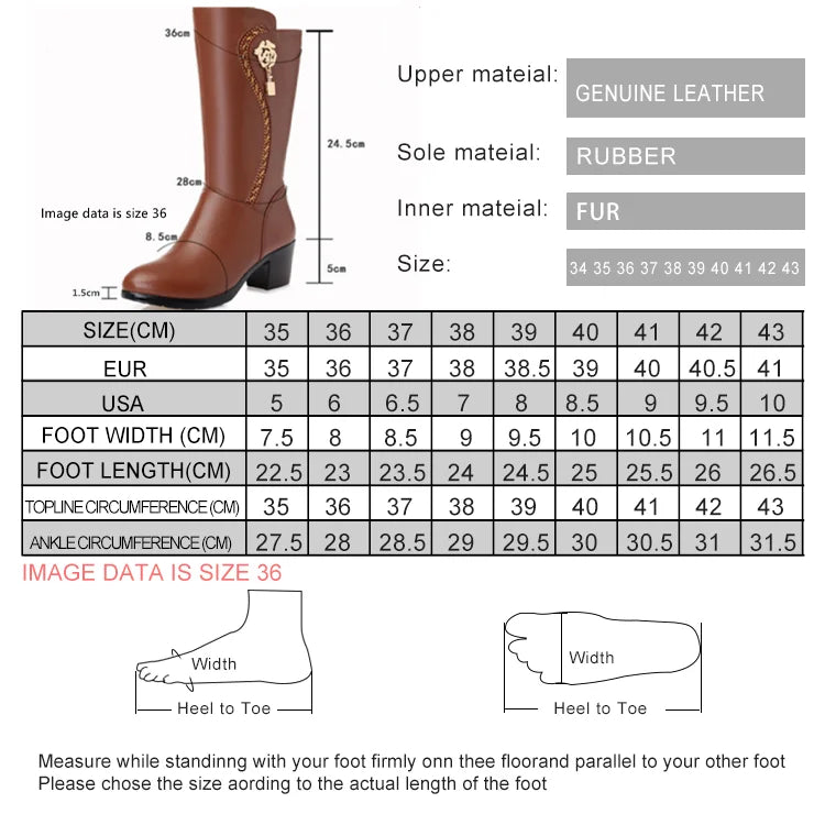 AIYUQI 2025 New Genuine Leather Women Wool Boots Thick Warm Winter Snow Boots Large Size 41 42 43 Motorcycle Boots Women