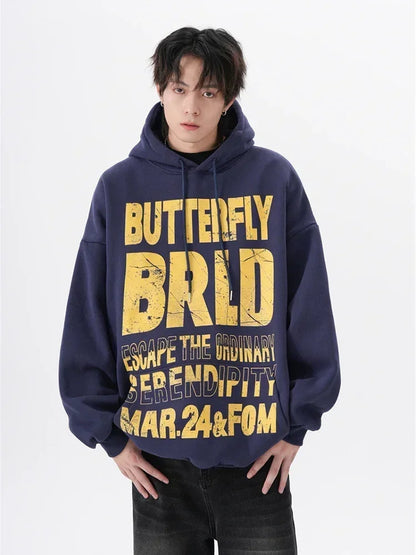 Herren Hoodie mit Letter Print im Hip Hop Stil für den Herbst