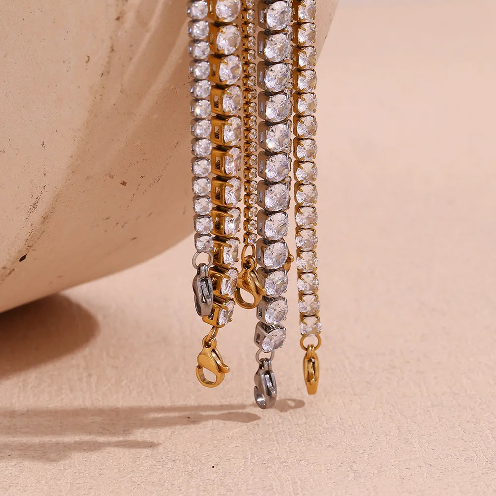Damen-Tennisarmband mit Kristall-Strass aus Edelstahl