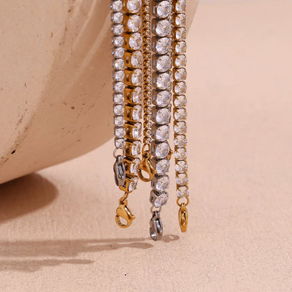 Damen-Tennisarmband mit Kristall-Strass aus Edelstahl