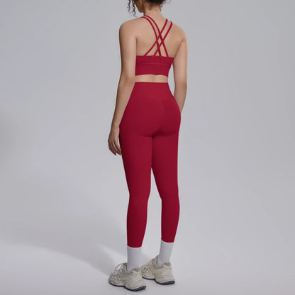 Yoga Set Für Frauen Mit Crossback Top Und Hochtaillierter Hose