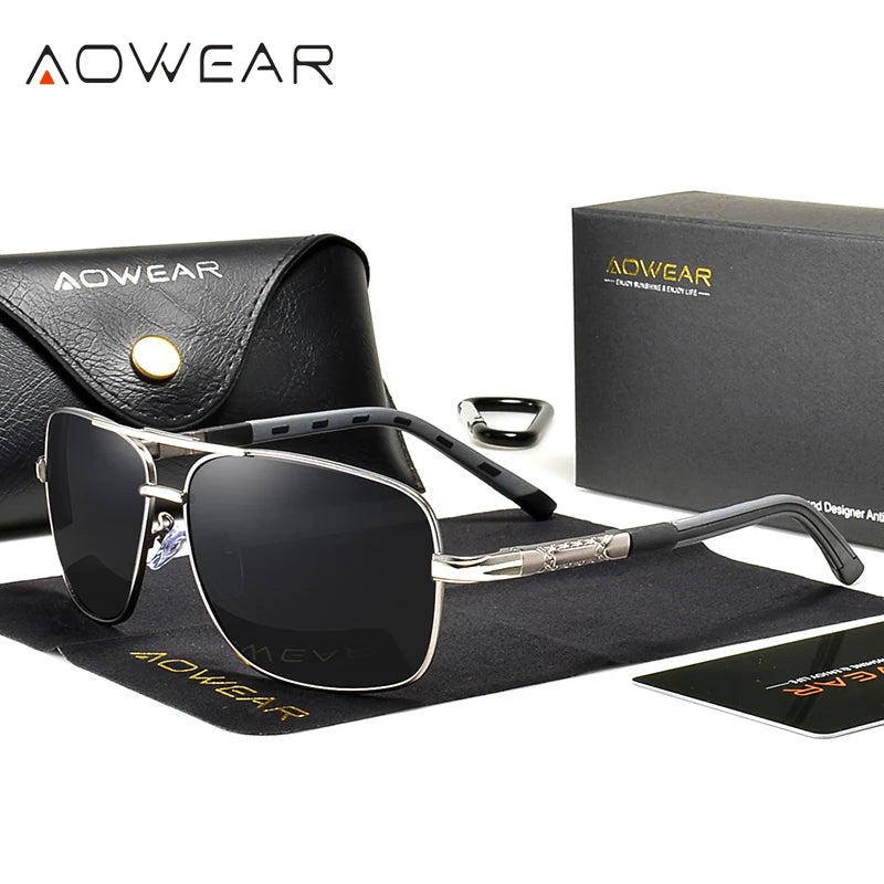 AOWEAR männer Polarisierte Verspiegelte Sonnenbrille für Männer Frauen Luxus Qualität Retro Rechteck UV400 Fahren Sonnenbrille gafas de sol