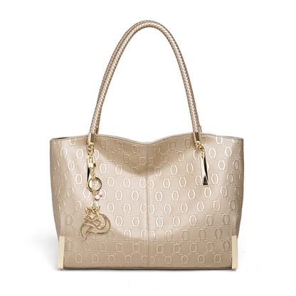 Damen Handtasche aus Split-Leder mit großer Kapazität