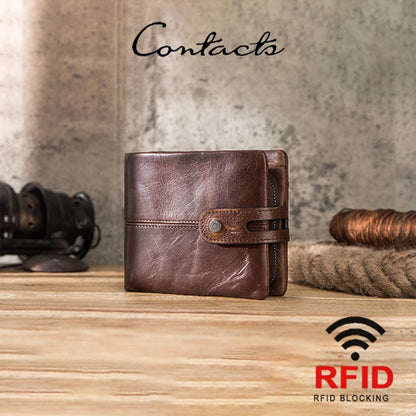 Herren Echtleder Geldbörse Bifold Vintage RFID Kartenhalter Geldclip Münzfach Reise