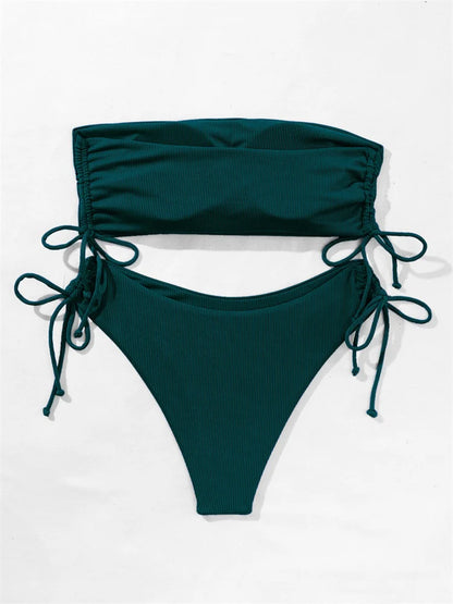 Gestreifter Sexy Bikini für Damen – Zweiteiliges Badeanzug-Set für Strand und Pool