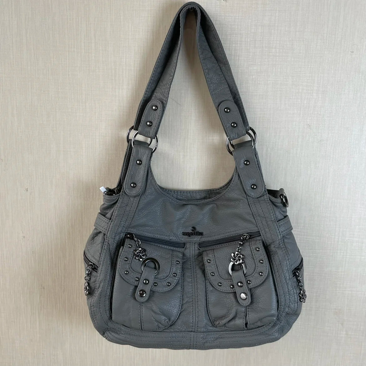 Damen-Schultertasche aus PU Bronze Retro-Stil mit Topgriff und Smartphonefach große Kapazität