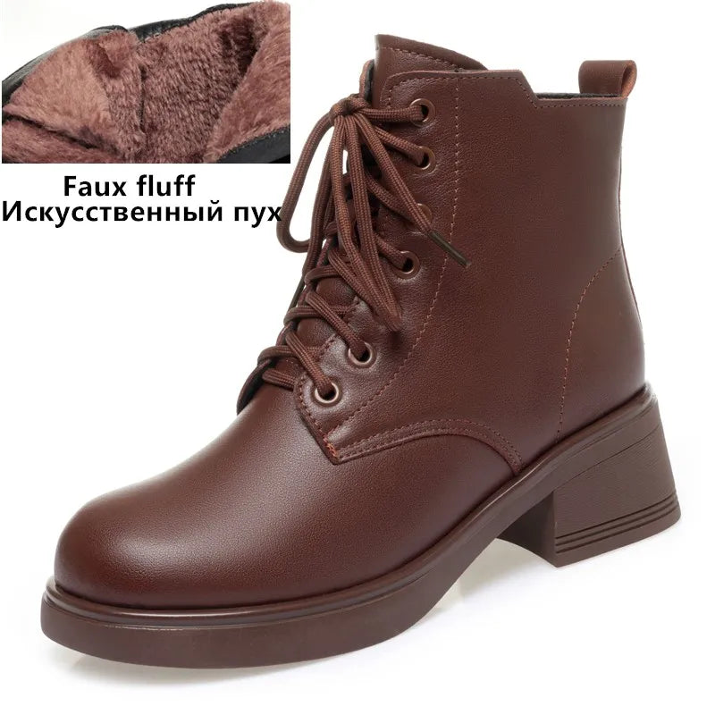 AIYUQI Women Marton Boots Winter 2025 New Genuine Leather Large Size Women Snow Boots Anti-Slip Women Motorcycle Boots