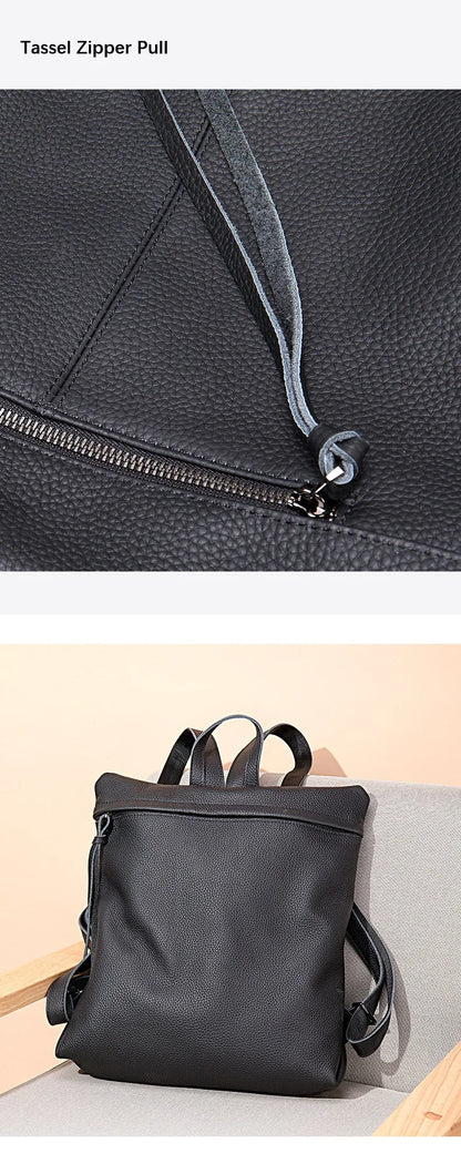 Damen-Lederrucksack Mit Top-Griff Und Viel Stauraum Durch Mehrfachtaschen Und Gepolsterter Rücken