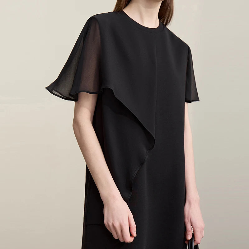 Elegantes Damenkleid Aus Baumwolle Chiffon Lockere Passform