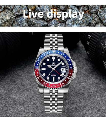 ADDIESDIVE Watch For Man GMT BGW9 Super Luminous 316L Stainless Steel 20Bar Diving Ceramic Bezel Quartz Watch