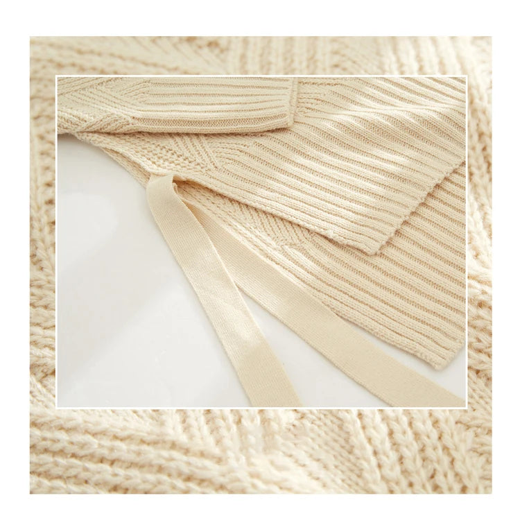 Damen-Rollkragenpullover locker Schnürung Herbst-Winter