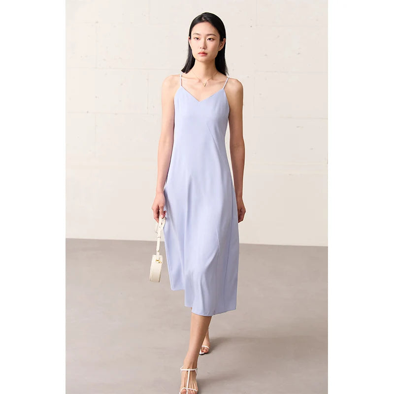 Schlankes Damen Chiffon Kleid Mit Elegantem V Ausschnitt