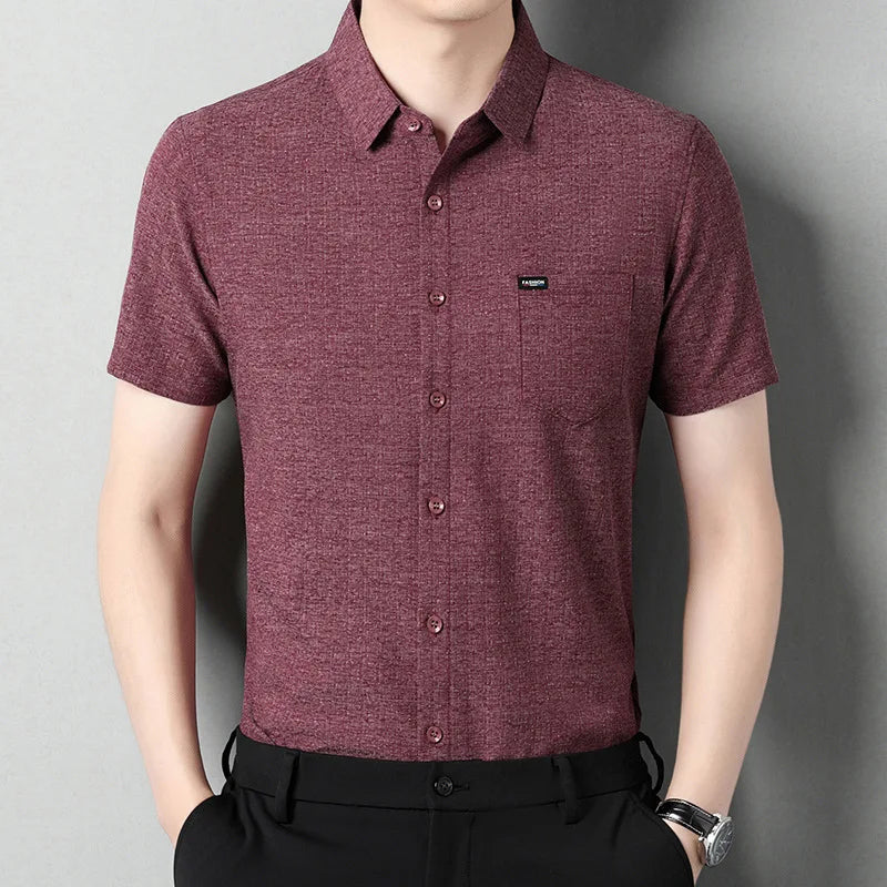 Sommerliches Herren-Kurzarmshirt in Unifarbe – modisches, lässiges Cardigan-Hemd für Jugendliche