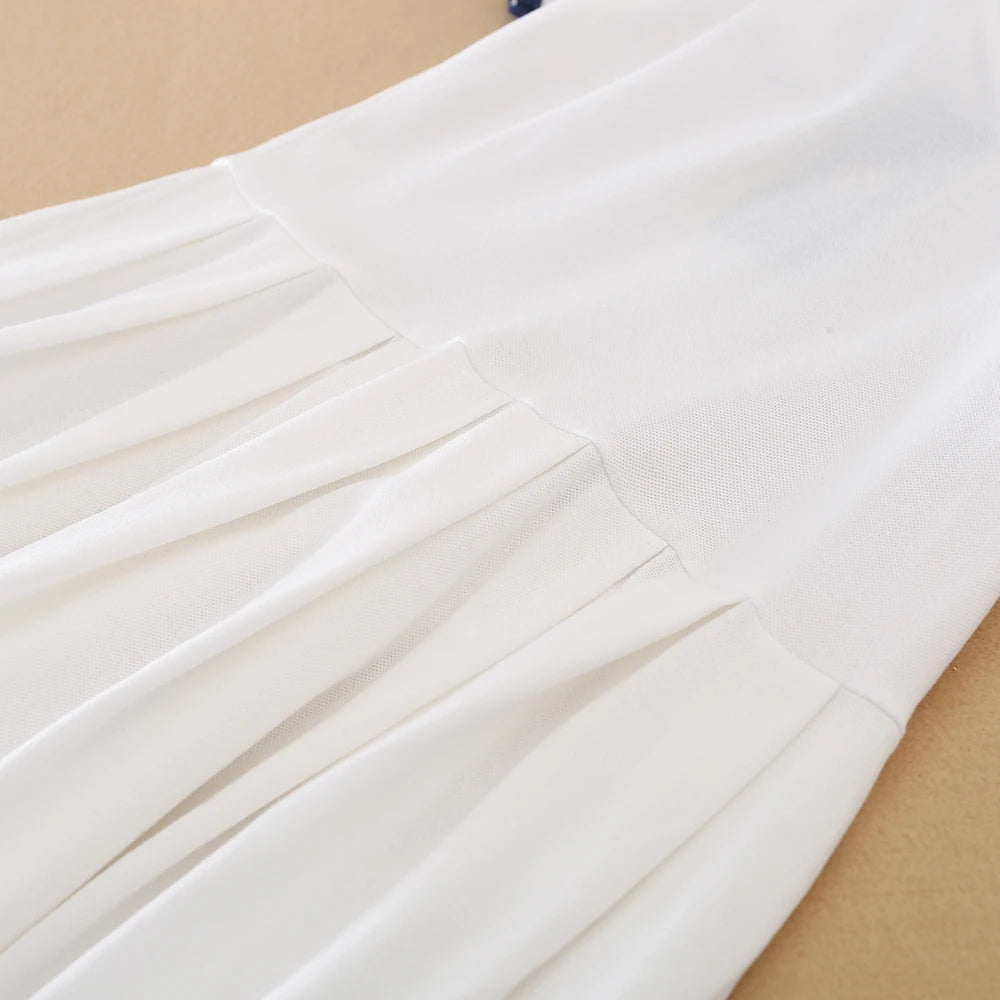 Weißes Sommerkleid für Mädchen, V-Ausschnitt, Polo-Plisseekleid für die Schule, 5–12 Jahre, Mädchenkleidung