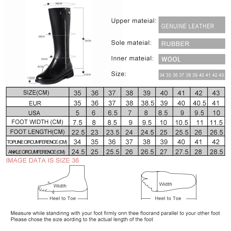 AIYUQI  Women Winter Boots 2025 New Genuine Leather Long Boots Women Big Size 41 42 43 Wool Warm Zipper Riding Boots Women
