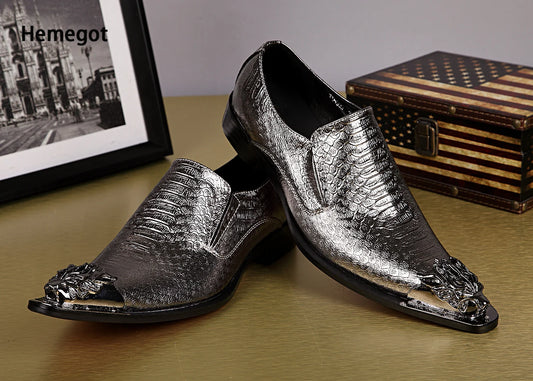 Pointed Toe Iron Faucet Breathable Men's Shoes Leather Shoes Leather Hairdresser Leather Shoes British Style Men Shoes