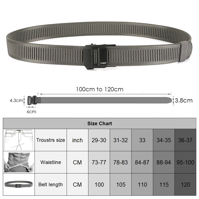 Herren-Gürtel aus elastischem Nylon mit automatischer Metallschnalle, 100–120 cm Länge