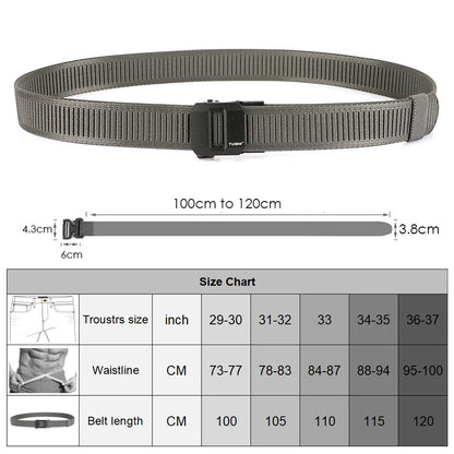 Herren-Gürtel aus elastischem Nylon mit automatischer Metallschnalle, 100–120 cm Länge
