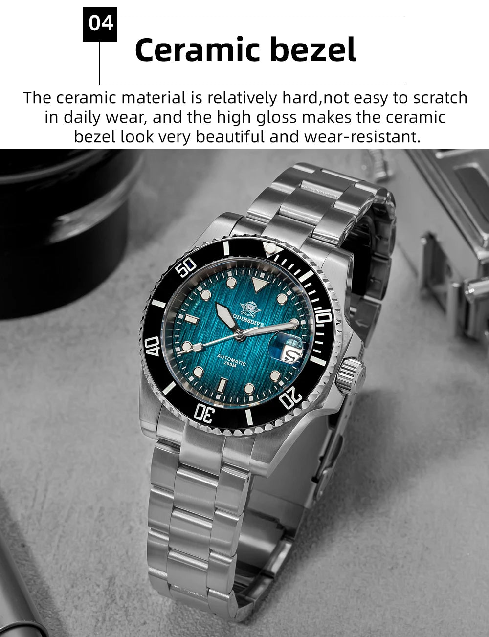 Herren Automatikuhr mechanisch Saphirglas 8215 200m wasserdicht Leuchtzeiger Edelstahl