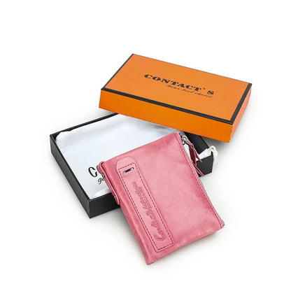 Damen Echtleder Geldbörse Bifold Luxus Retro Fotofächer Kartenhalter Reise Geschenk