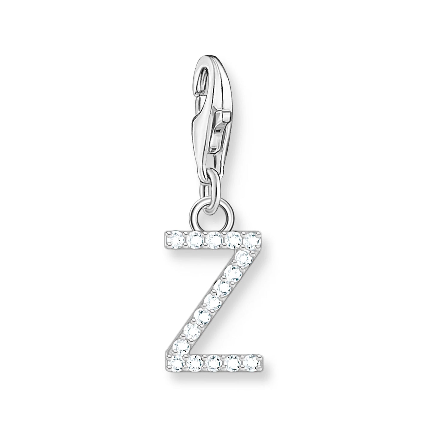 Damen-Charm-Anhänger Buchstaben weißer Stein klassisch aus Sterlingsilber