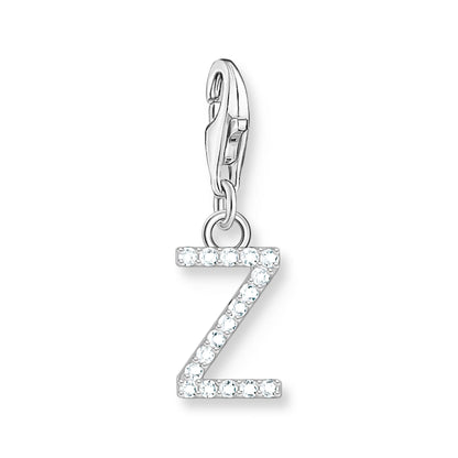 Damen-Charm-Anhänger Buchstaben weißer Stein klassisch aus Sterlingsilber