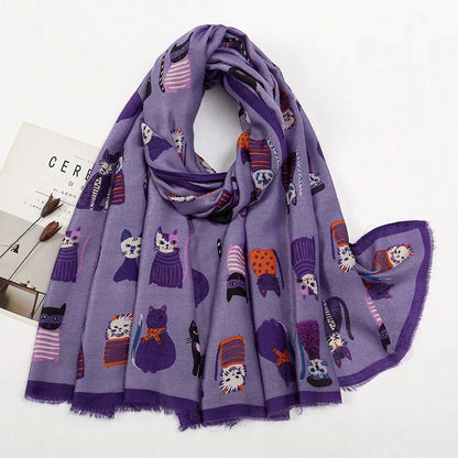 Damen Baumwollschal Tierprint Hijab weich Foulard Pashmina Bandana Kopftuch