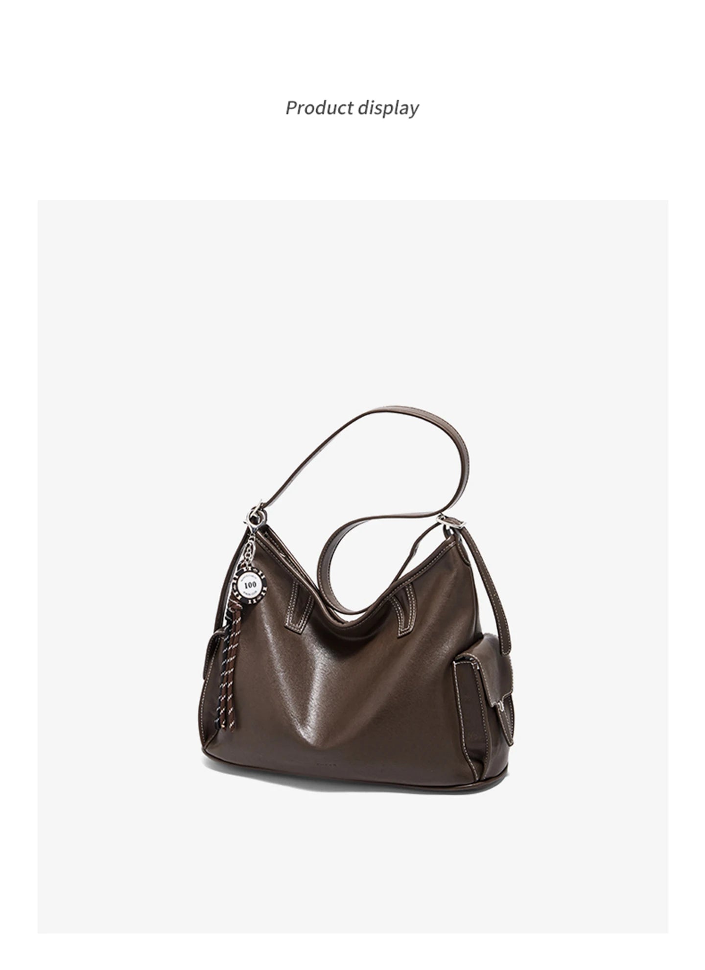 Damen Schultertasche aus weichem PU-Leder im Retro-Stil mit großer Kapazität