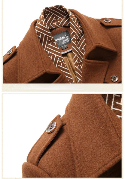 Langer Mantel aus Wollmix für Herren – Unifarben & warm