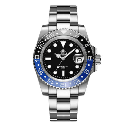 Herren Business-Automatikuhr 8215 Saphirglas 200m wasserdicht GMT Leuchtzeiger