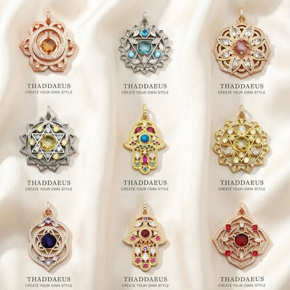Damen-Anhänger Hand Fatima Chakra Lotus Bohemia aus Sterlingsilber