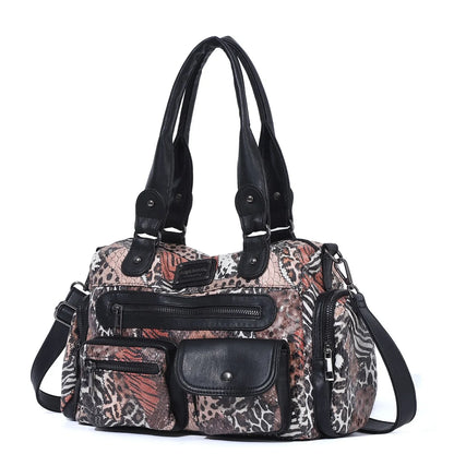 Damen-Satchel-Tasche Vintage-Schwarz Großes Fassungsvermögen Mit Abnehmbarem Tragegurt