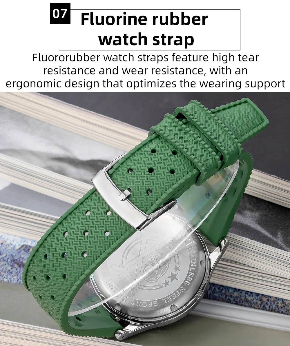 Herren-Chronograph mit VK64-Quarzwerk und Fluorkautschuk-Armband