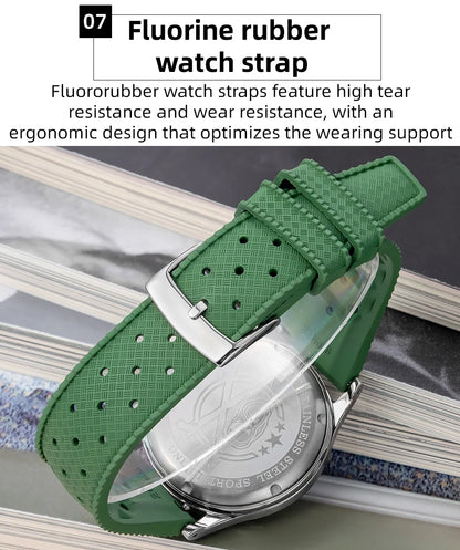 Herren-Chronograph mit VK64-Quarzwerk und Fluorkautschuk-Armband