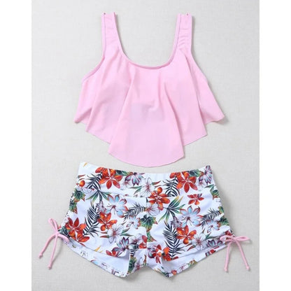 Summer Ruffles Swimsuits Tankini Sets Female Swimwear Sports Beach Wear Two-Piece Bathing Suits Pool Women Swimming Suit 2025