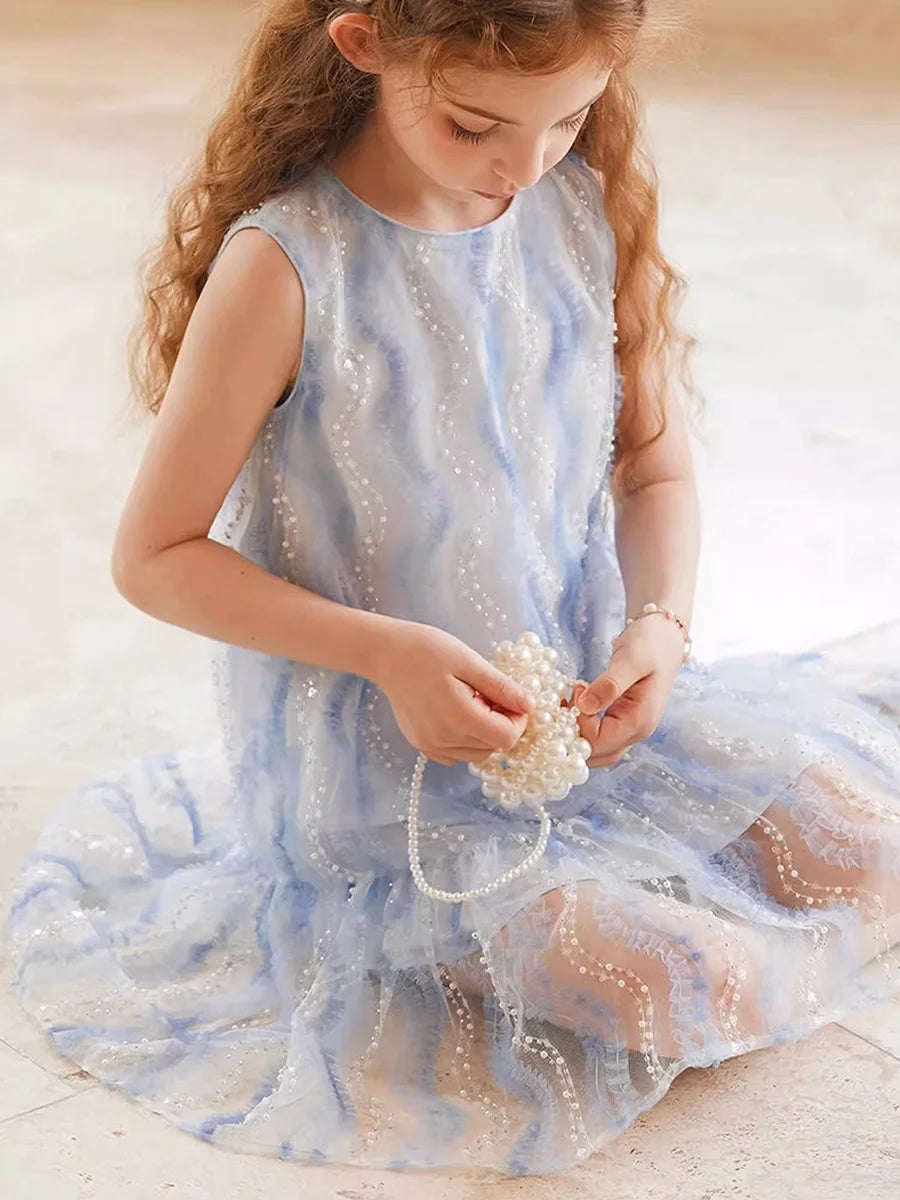 Ärmelloses Prinzessinnen-Kleid für Mädchen im chinesischen Kawaii-Stil – ideal als Blumenmädchenkleid oder für den täglichen Gebrauch