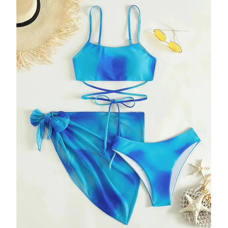 Gestreiftes sexy Bikini-Set für Damen mit Push-up-Effekt – ideal für Strand und Pool