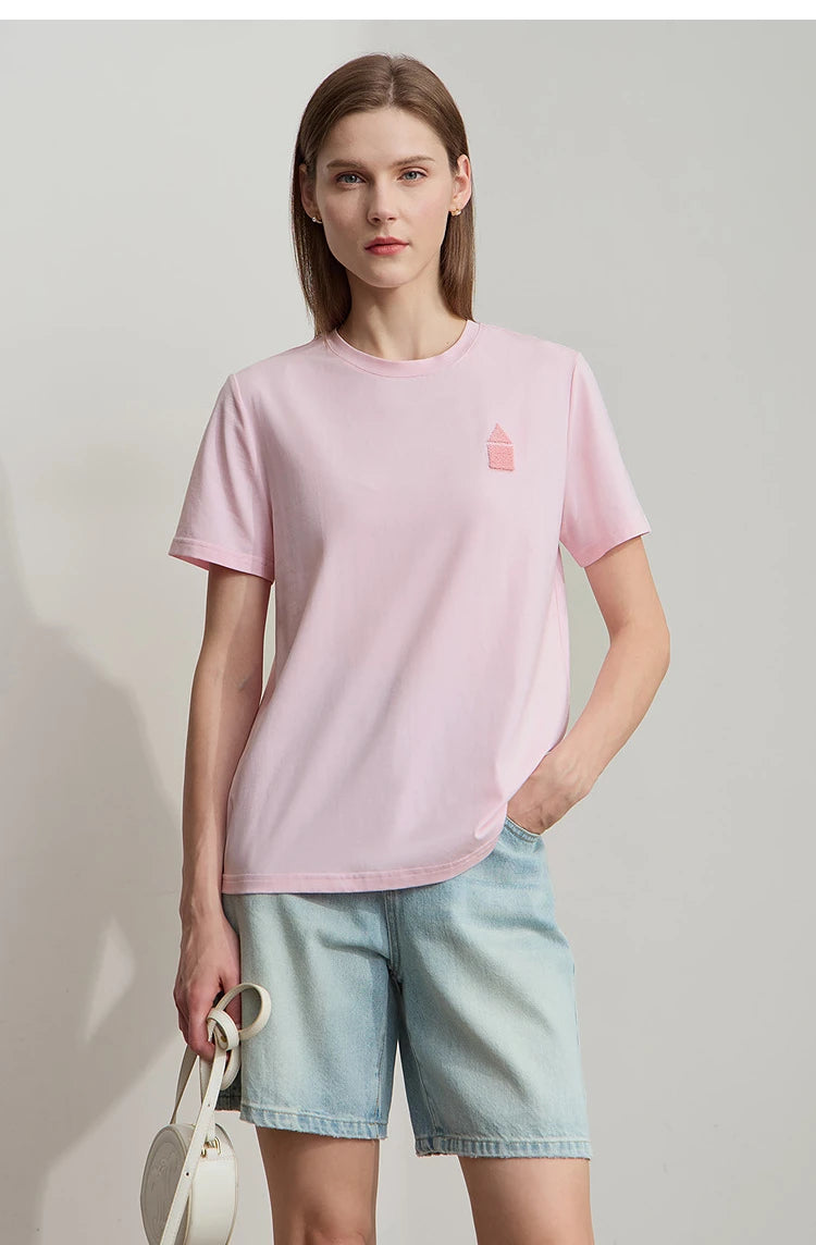 Damen T-Shirt aus Eisprozellan mit Rundhalsausschnitt und antibakteriellen Eigenschaften