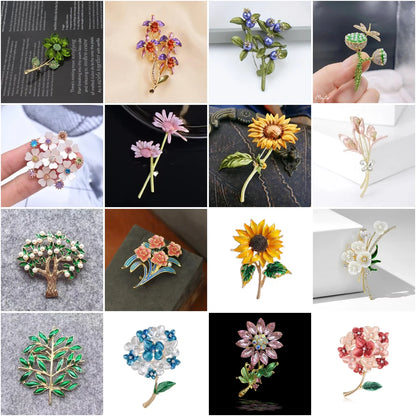 Brosche Blume Emaille Strass Anstecknadel vielseitig Damen