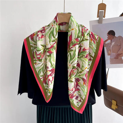 Damen Baumwoll Schal Bandana Blumen Vintage Bohemian quadratisch Sommer Strand