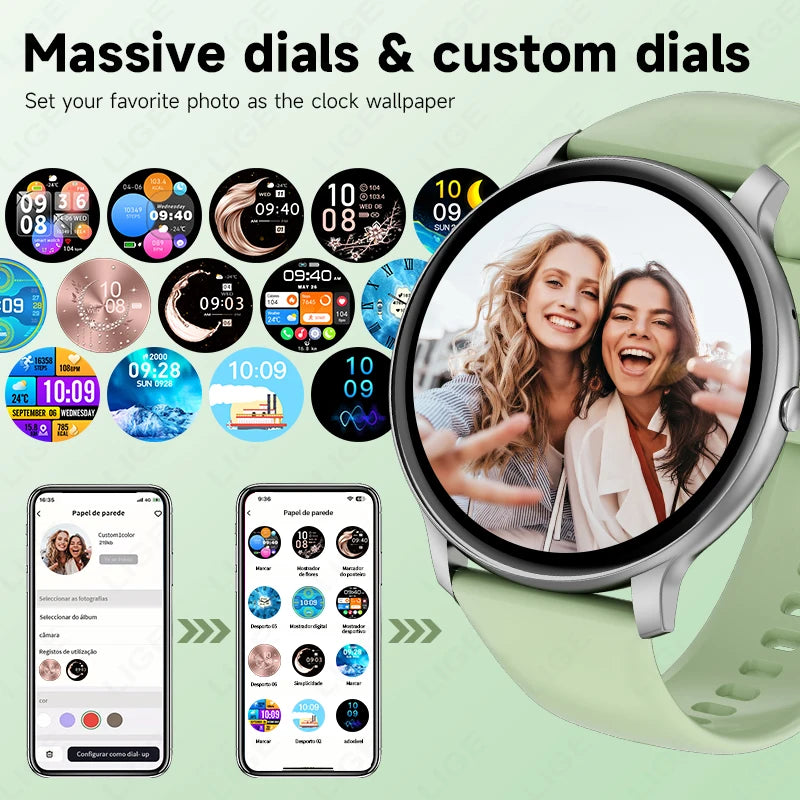 LIGE 2025, neue Smartwatch, 1,39-Zoll-HD-Display, Antwort auf Anruf, Nachricht, Vorschau, Sport, DIY-Zifferblatt, Musik-Smartwatch für Männer und Frauen