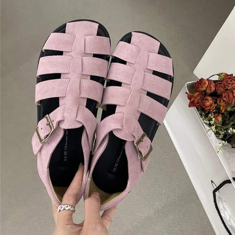 AIYUQI Damensandalen 2025, neue gewebte hohle römische Sandalen für Frauen, Sommer, große Schweinekäfig-weibliche Schuhe