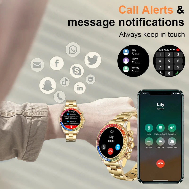 Luxus Smartwatch für Männer und Frauen mit NFC Kompass und HD Bildschirm
