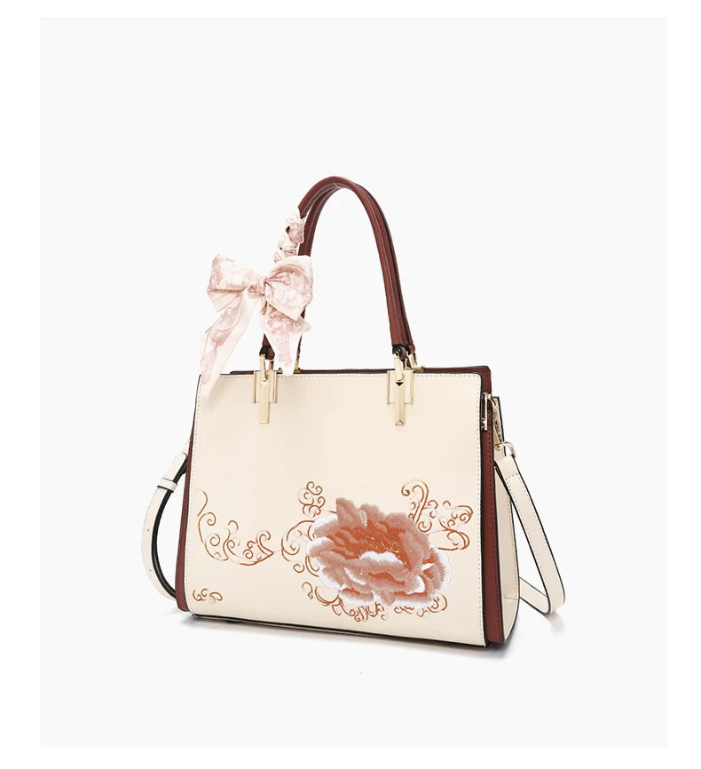 Damen Tasche Aus Splitleder Mit Reißverschluss Im Chinesischen Stil