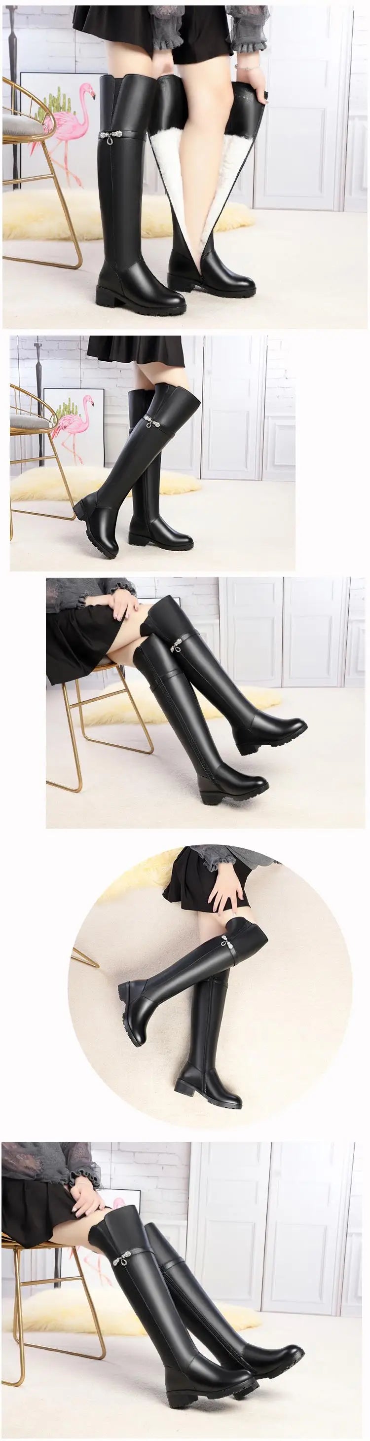 AIYUQI Winter Boots Women Knee High Long Boots Genuine Leather Waterproof Women Thigh High Boots Large size women's boots