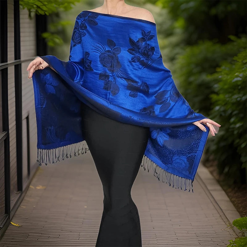 Damen Winterschal Kaschmir Plaid warm Pashmina Bandana Quaste B