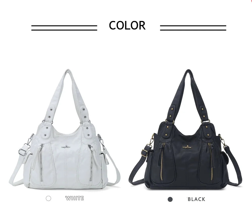 Damen-Handtasche aus PU-Leder Großes Crossbody-Design Vintage-Stil mit Reißverschluss Innenfach