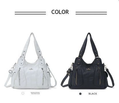 Damen-Handtasche aus PU-Leder Großes Crossbody-Design Vintage-Stil mit Reißverschluss Innenfach