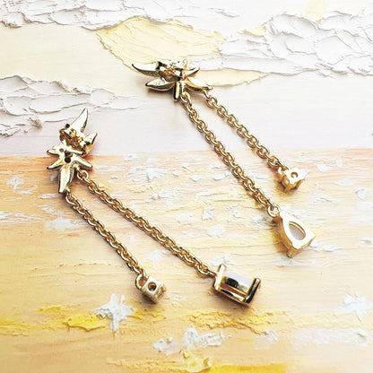 Damen-Ohrringe bunte Steine golden Vintage aus Sterlingsilber