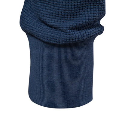 Herren-T-Shirt aus Waffel-Baumwolle mit langen Ärmeln – einfarbiges Einzeltaschen-Design, atmungsaktives Herbst-Basic-Oberteil für lässige Outfits